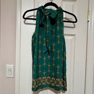 NWT M Max Studio Teal and Gold Patterned Blouse